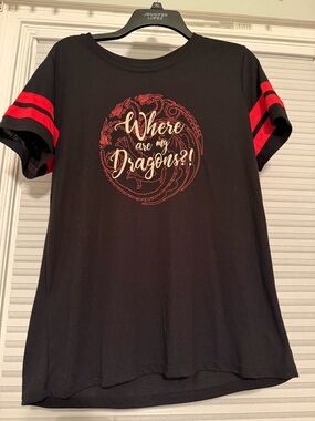Game Of Thrones Where Are My Dragons Womens T Shirt Black/red Size Xl